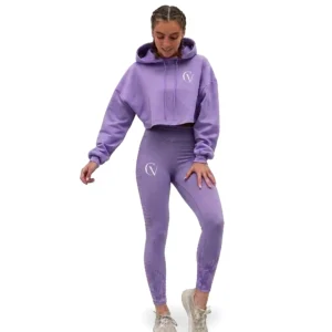 Calivium CV Women's Lavender Crop Hoodie & Perforated Leggings Set