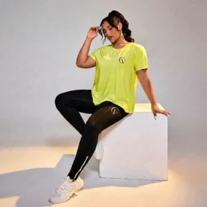 Calivium CV Plus Size Women's Neon Yellow & Black Sportswear Set
