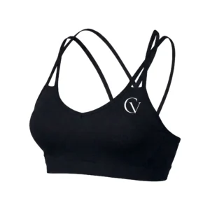 Calivium CV Women's Black Strappy Cross-Back Sports Bra